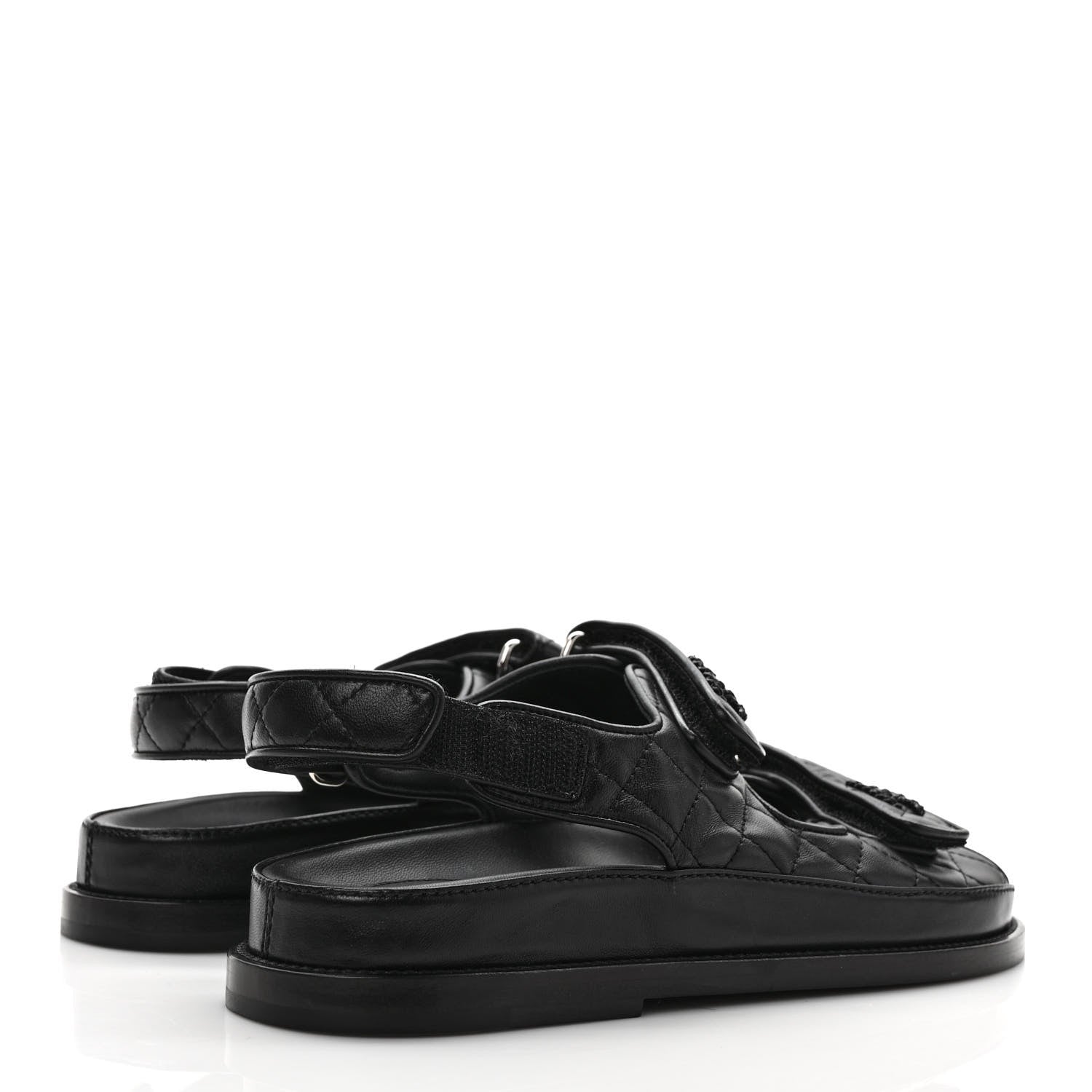 Chanel Grained Calfskin Velcro Dad Sandals 38 Black 4 of 8