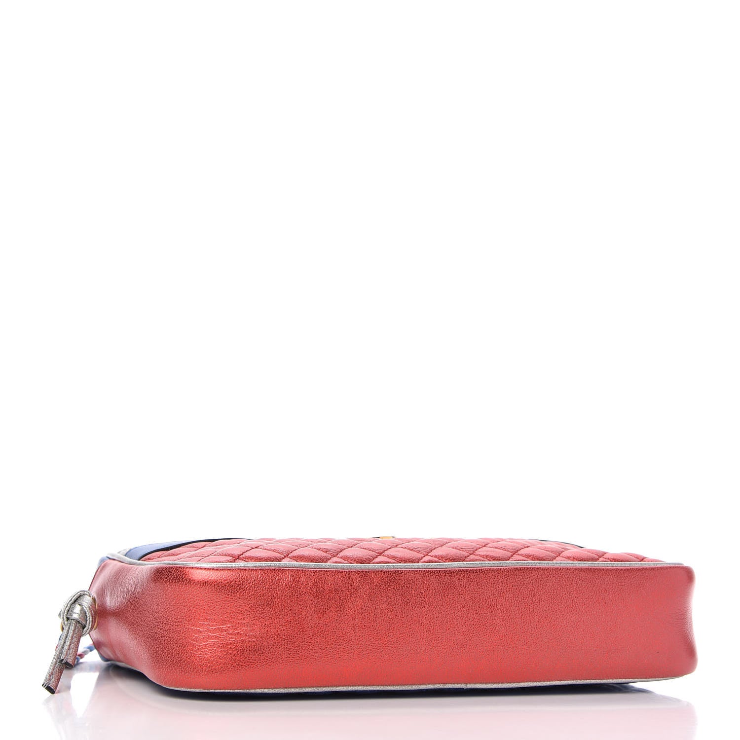 Gucci Laminated Nappa Trapuntata Small Zumi Shoulder Bag Rosso Marine Argento 4 of 10