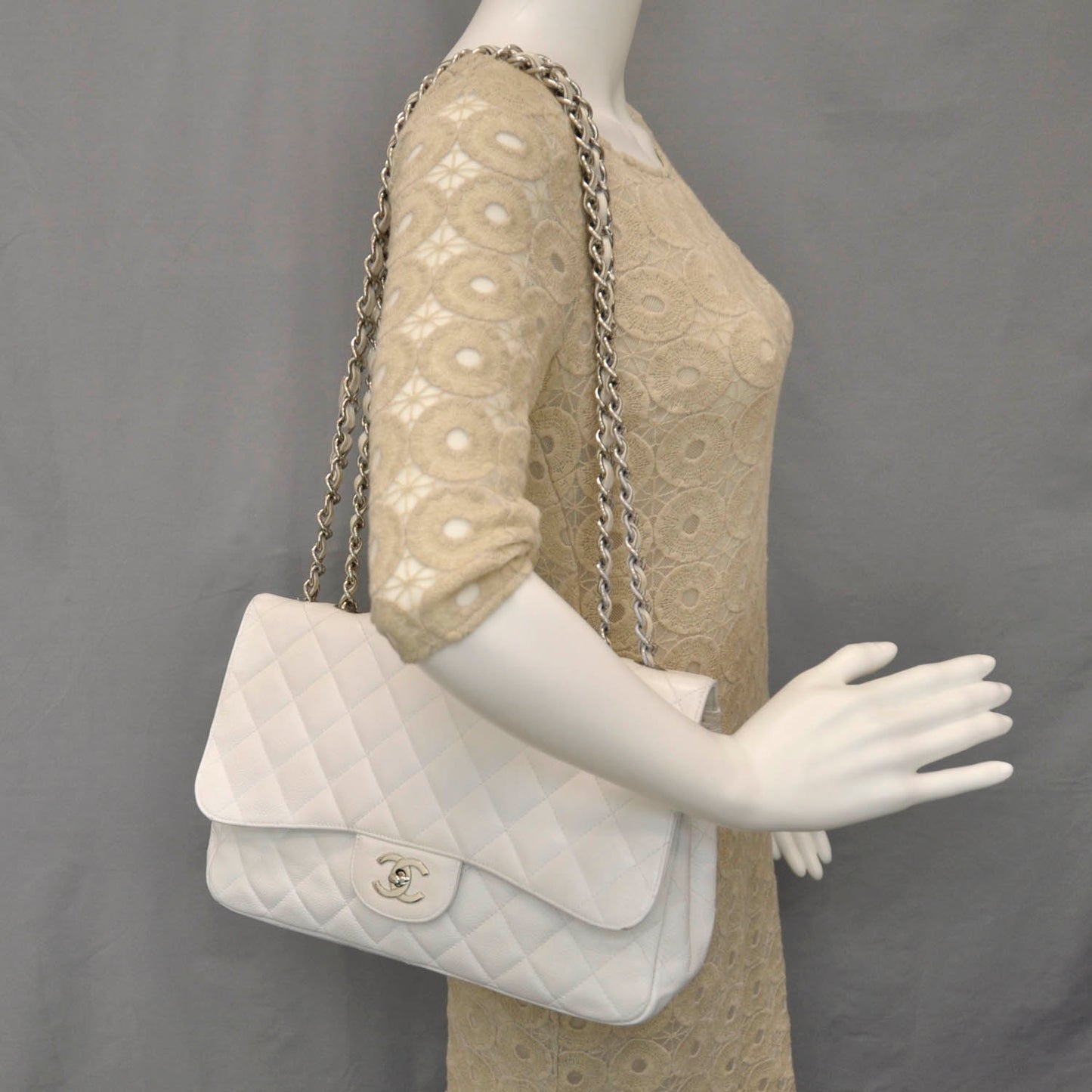 Caviar Jumbo Flap White