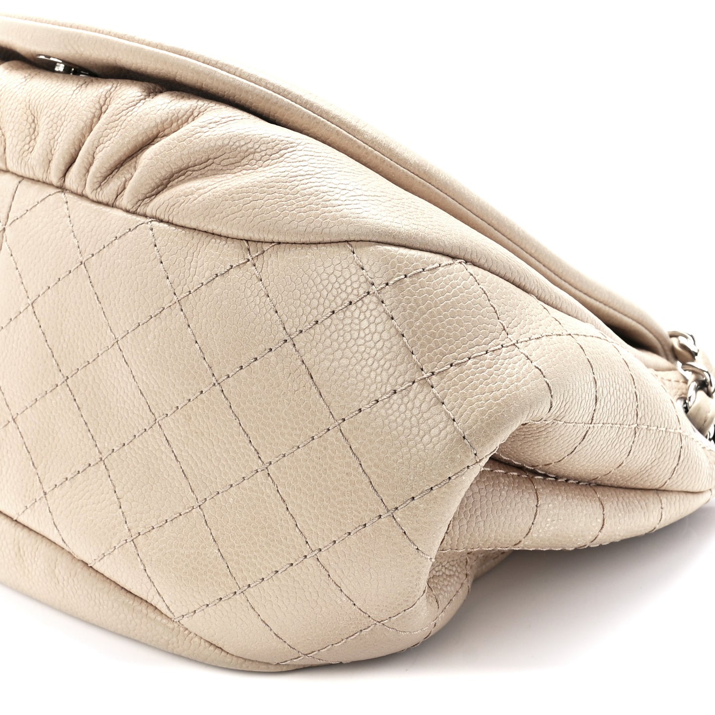 Caviar Half Moon Large Flap Beige