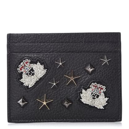 Christian Louboutin Grained Calfskin Kios Star Studded Card Holder Black 1 of 6