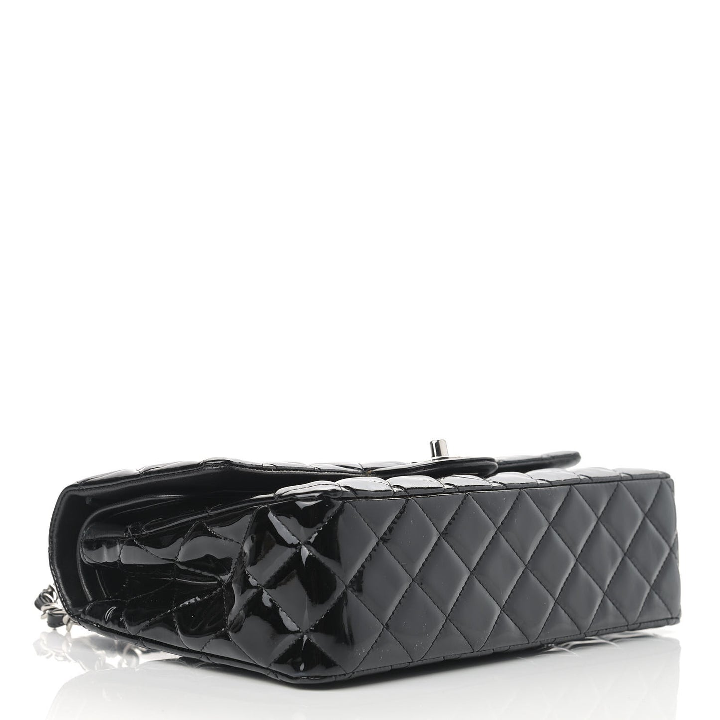Patent Quilted Medium Double Flap Black