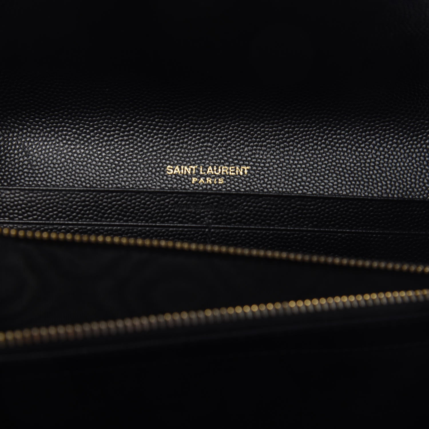 Saint Laurent Grain De Poudre Matelasse Chevron Monogram Flap Wallet Black 8 of 12