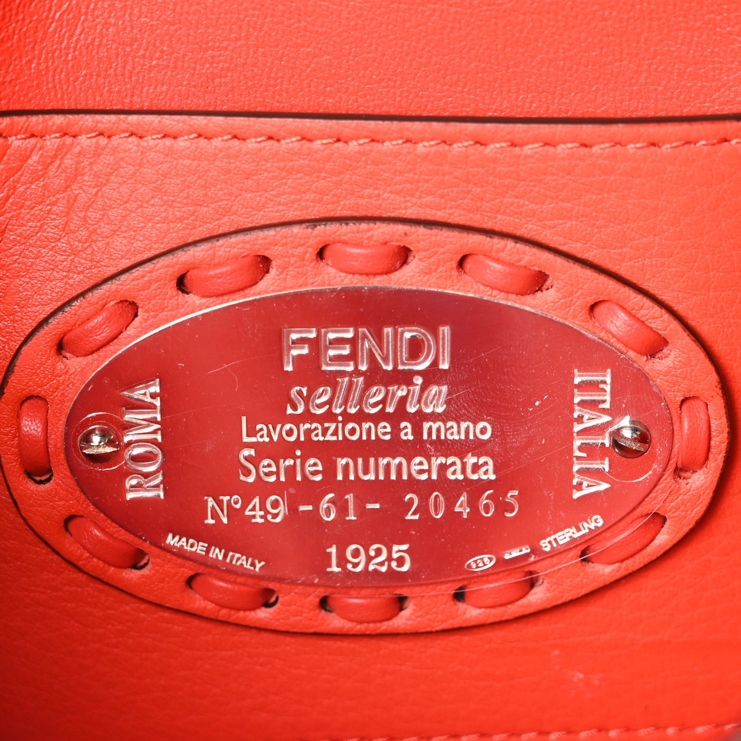 Cuoio Roma Sellerissima Nappa Sintetica Tape Stitch Mini Baguette Orange