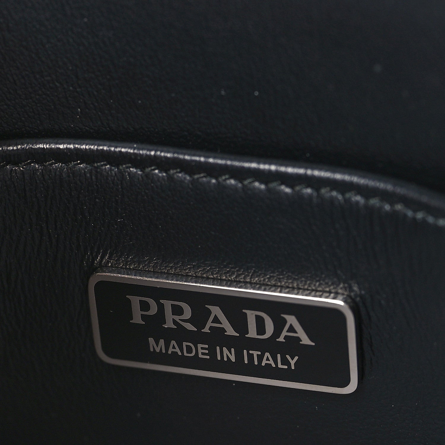 Prada Soft Calfskin Triangle Logo Embossed Small Double Handle Crossbody Tote Black 6 of 8