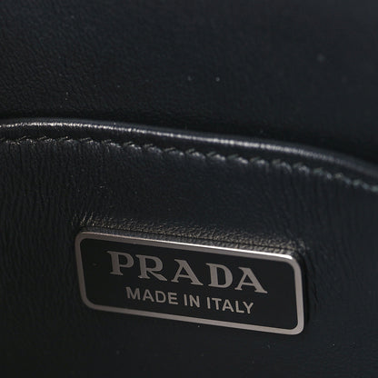Prada Soft Calfskin Triangle Logo Embossed Small Double Handle Crossbody Tote Black 6 of 8