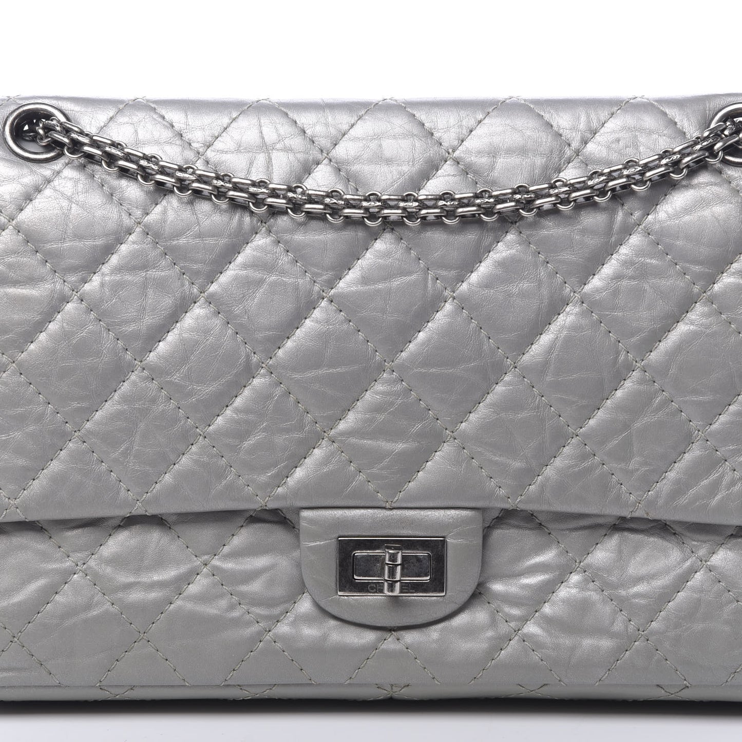 Metallic Aged Calfskin Quilted 2.55 Reissue 226 Flap Silver