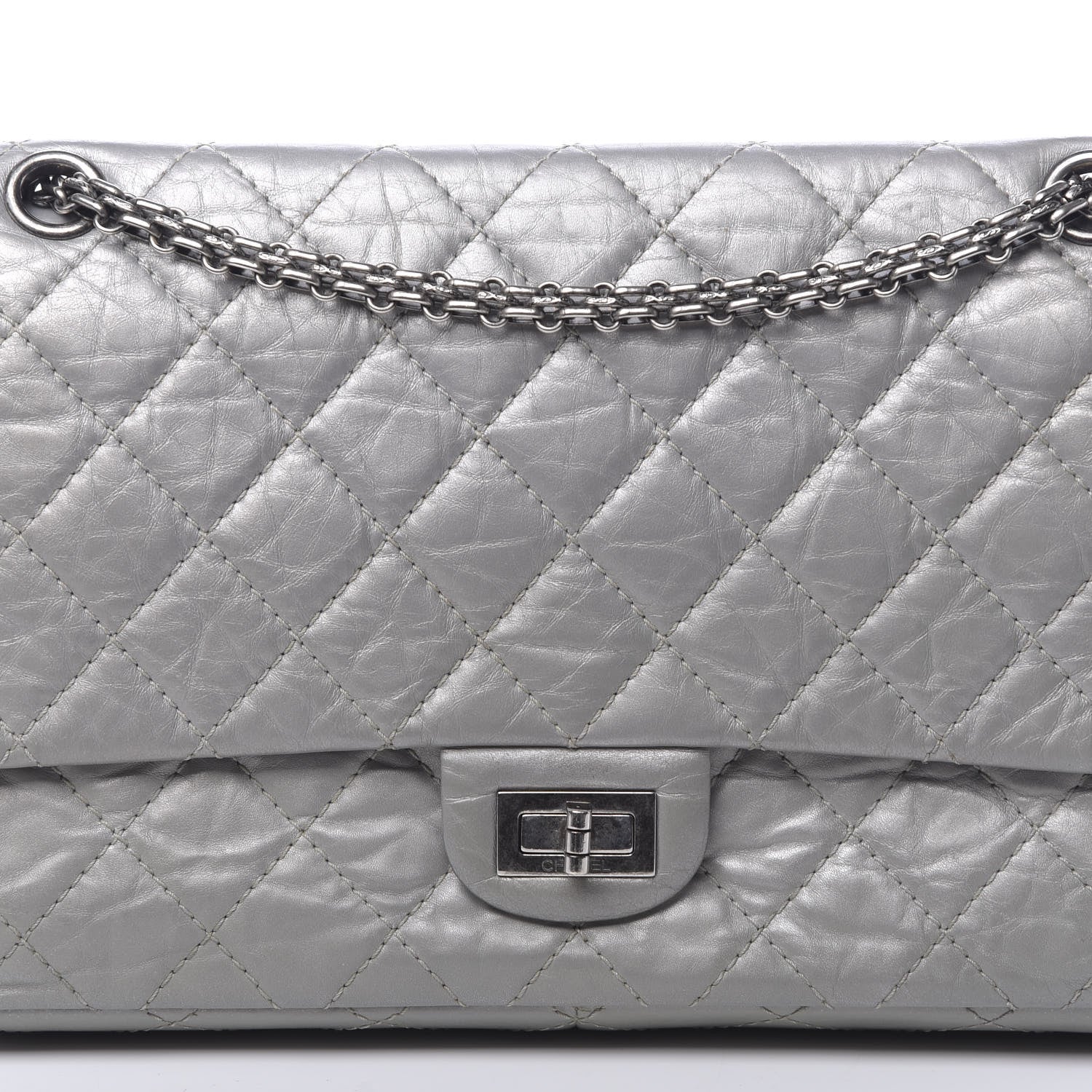 Chanel Metallic Aged Calfskin Quilted 2.55 Reissue 226 Flap Silver 13 of 13