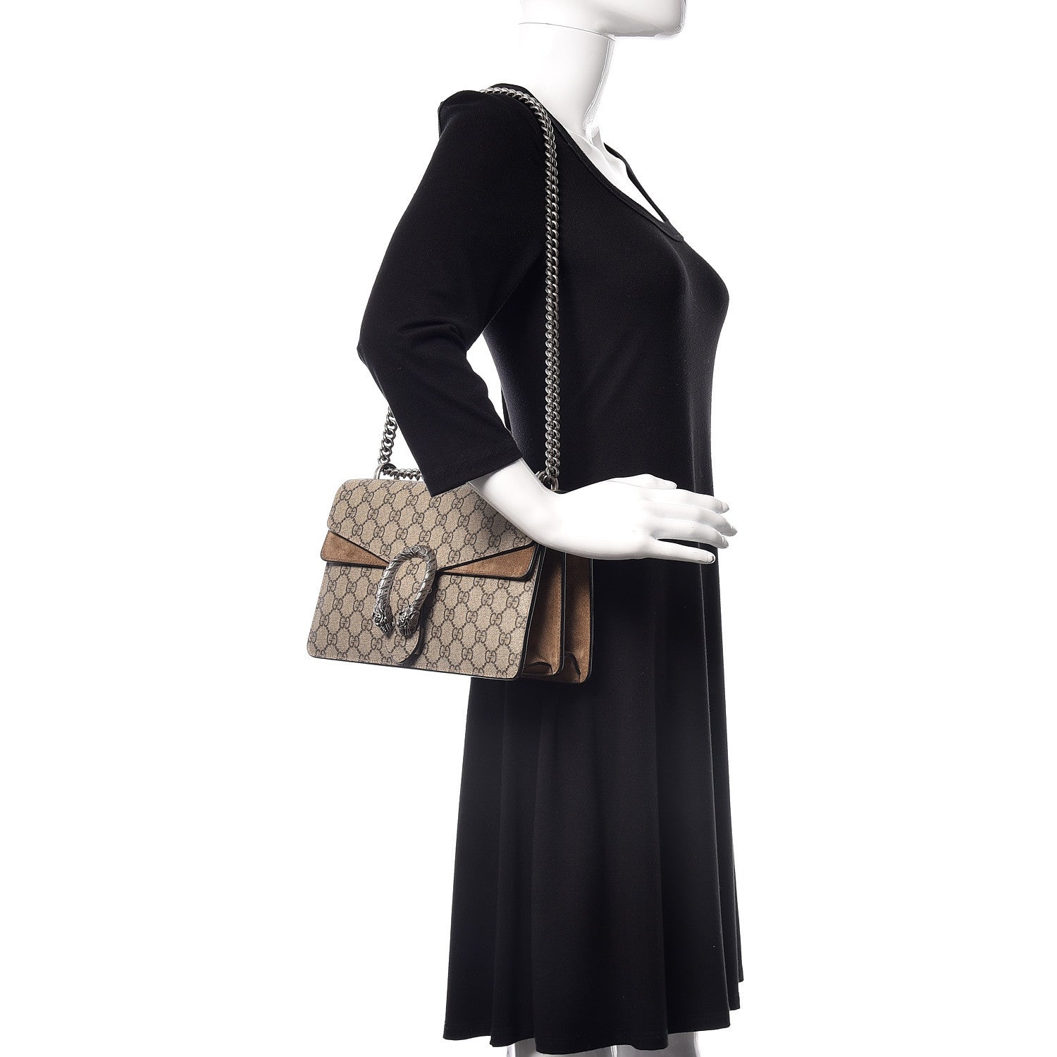 Gucci GG Supreme Monogram Small Dionysus Shoulder Bag Taupe 2 of 14