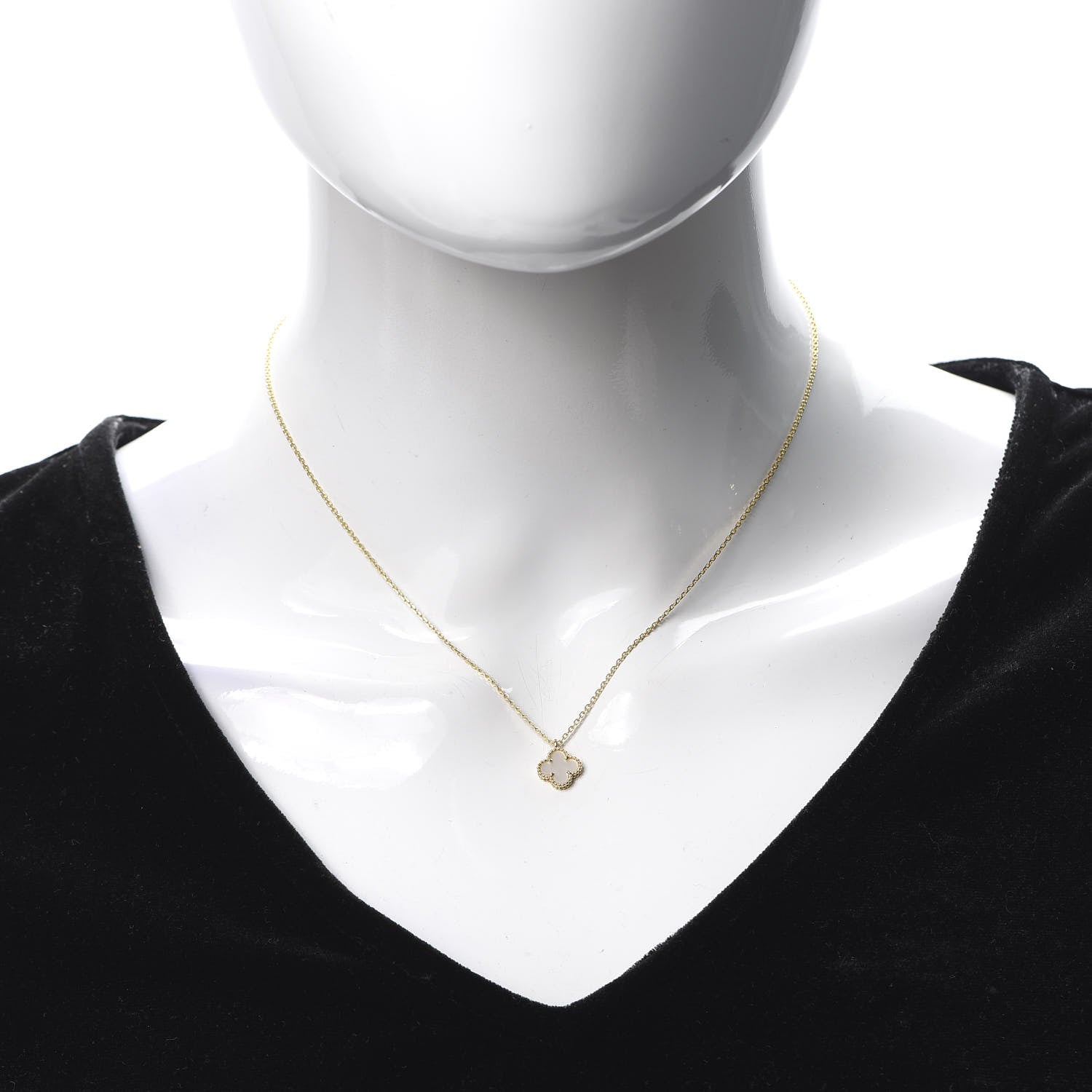 Van Cleef & Arpels 18K Yellow Gold Mother of Pearl Sweet Alhambra Pendant Necklace 2 of 7