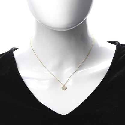 Van Cleef & Arpels 18K Yellow Gold Mother of Pearl Sweet Alhambra Pendant Necklace 2 of 7