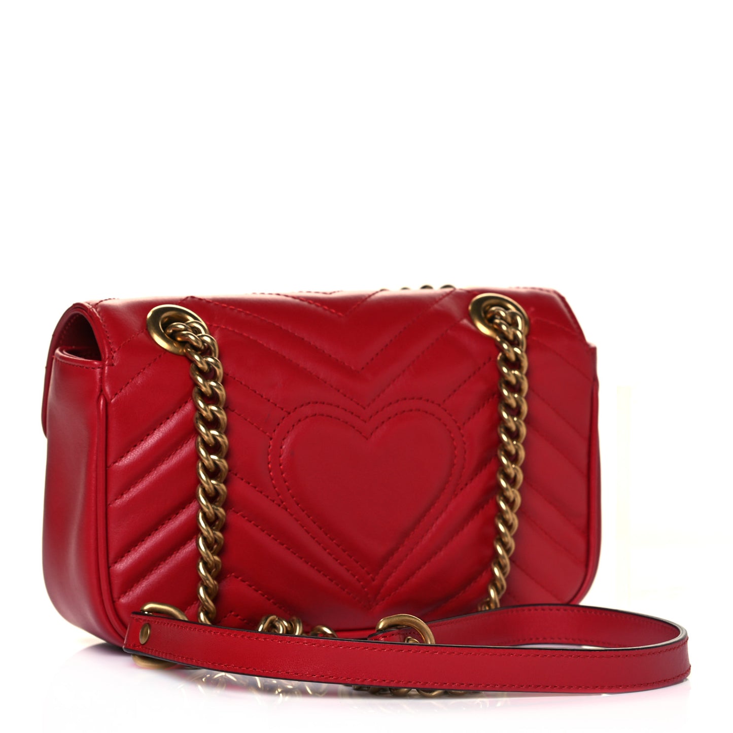 Calfskin Matelasse Mini GG Marmont Shoulder Bag Hibiscus Red