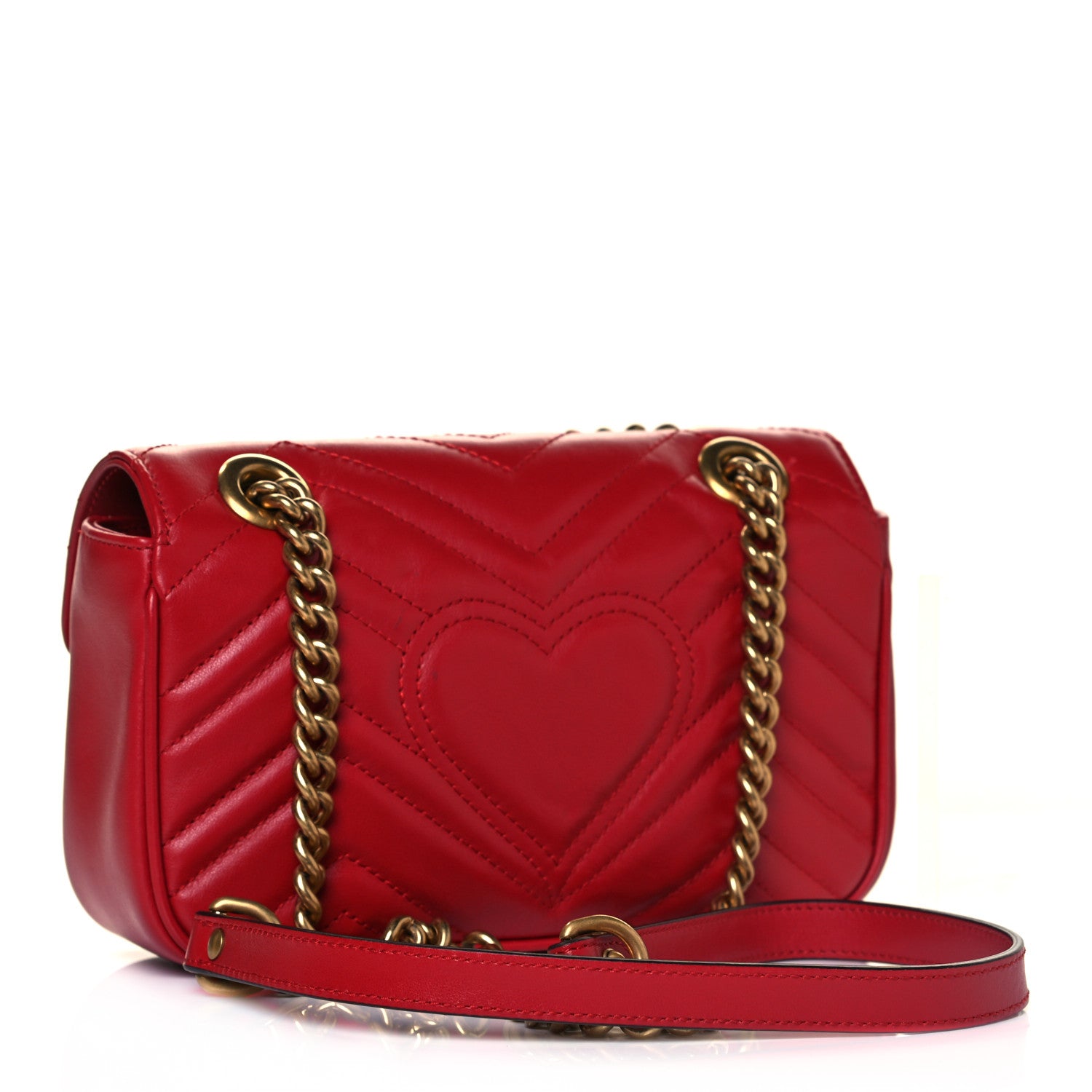 Gucci Calfskin Matelasse Mini GG Marmont Shoulder Bag Hibiscus Red 2 of 13