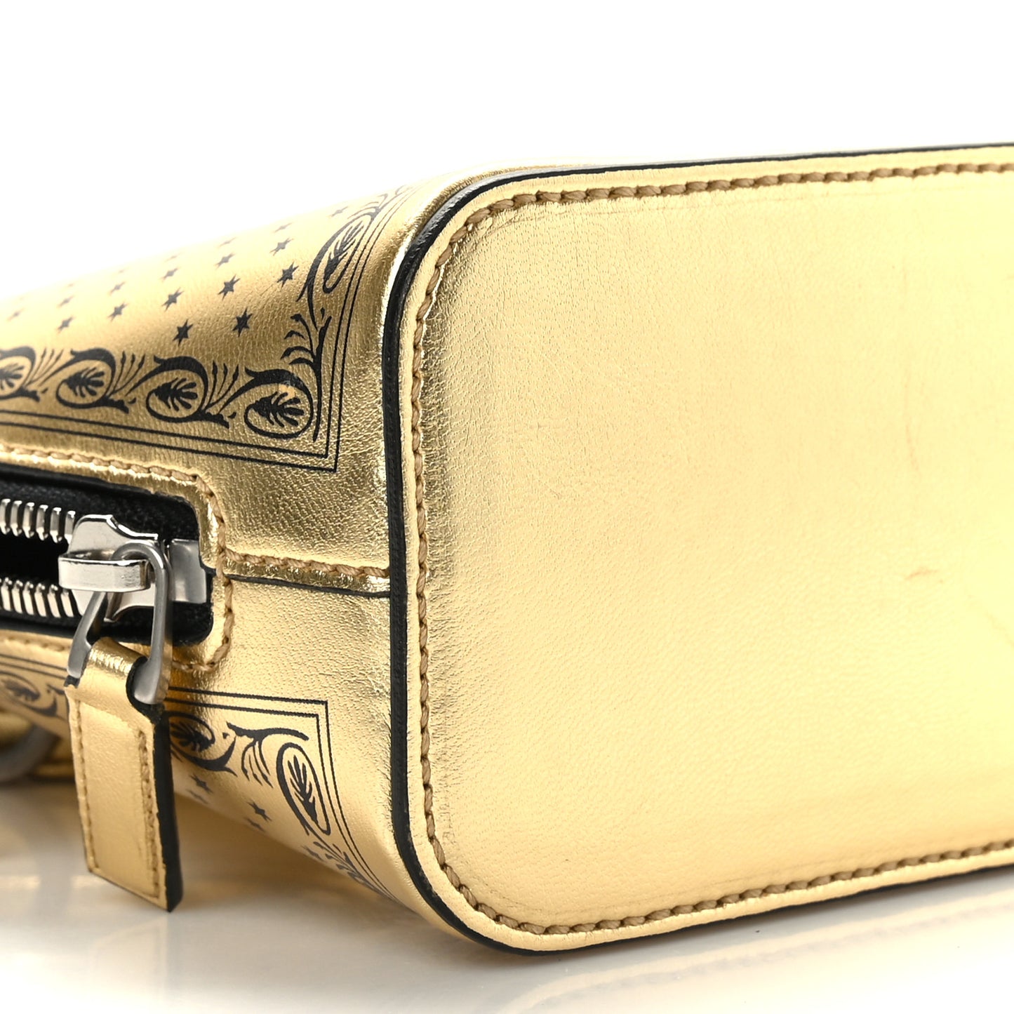 X SEGA Calfskin GUCCY Stars Mini Dome Shoulder Bag Gold