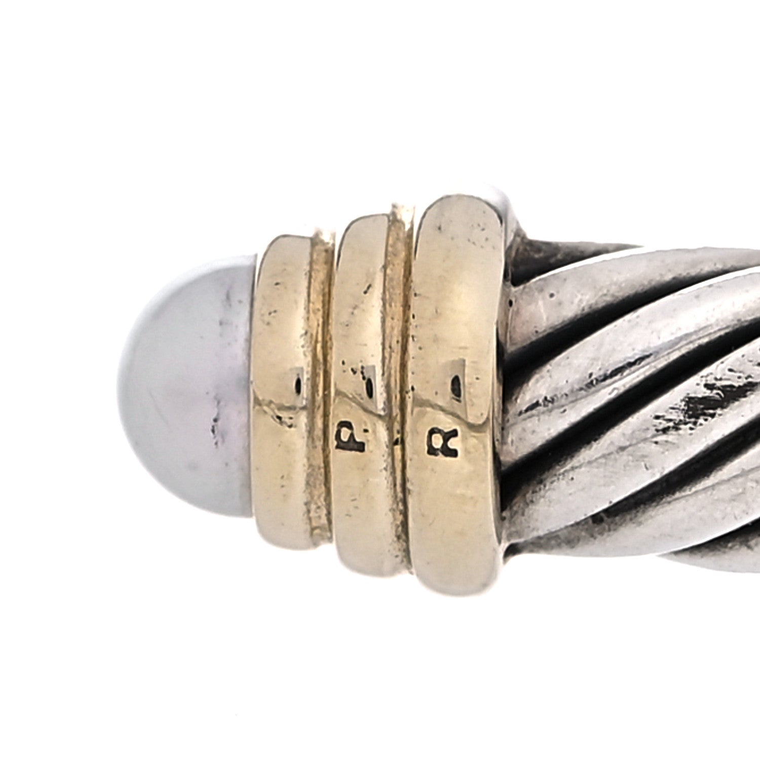 David Yurman Sterling Silver 14K Yellow Gold Pearl 5mm Cable Classics Petite Color Bracelet 5 of 5