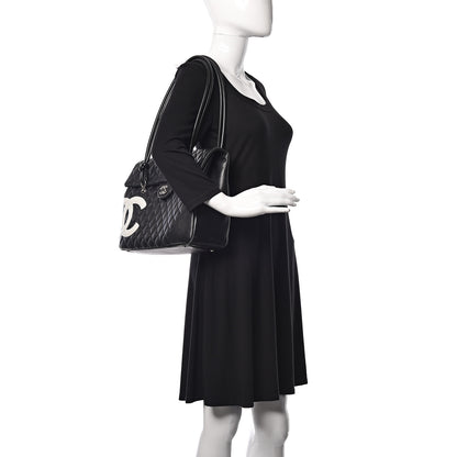 Chanel Calfskin Quilted Large Cambon Flap Black White 2 of 10