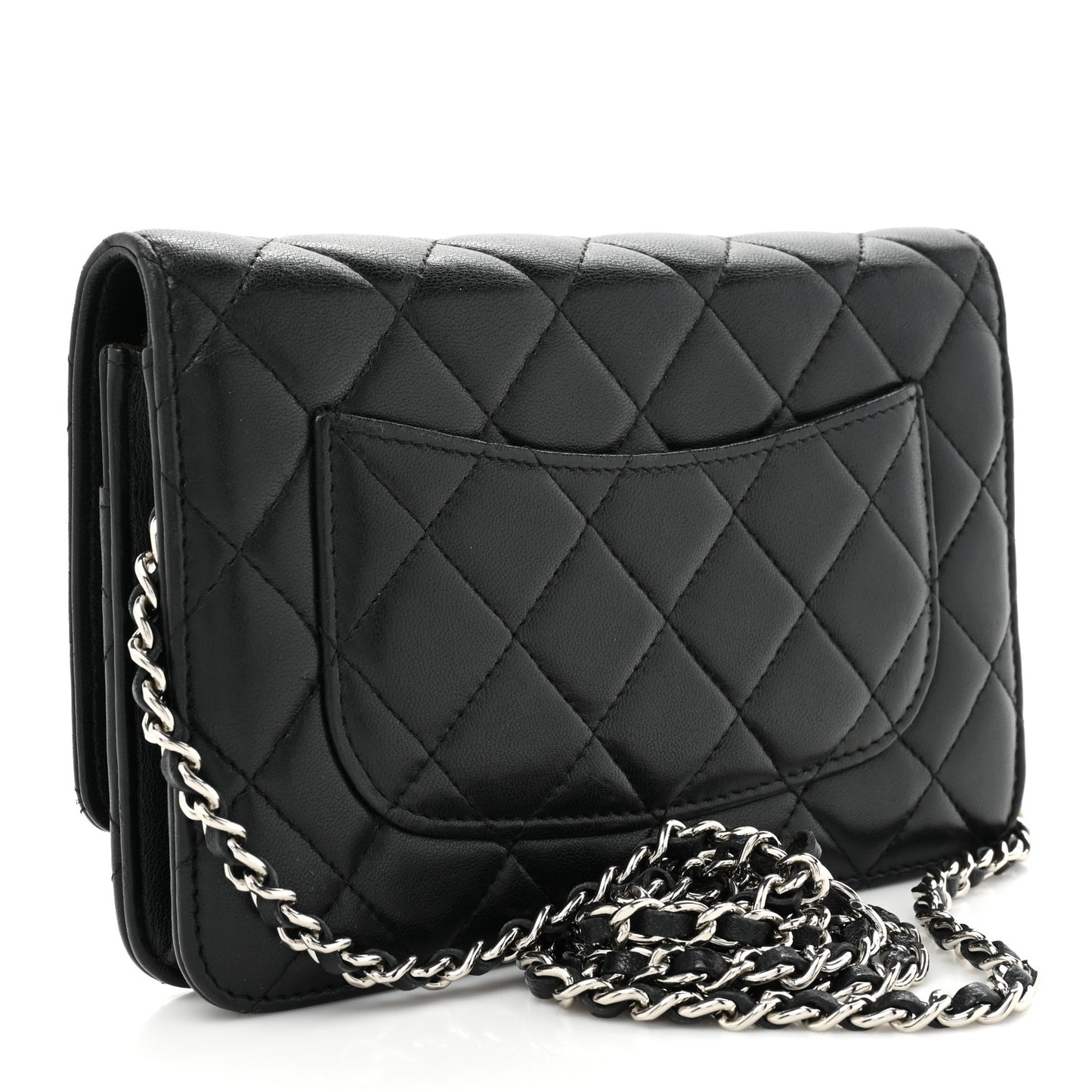 Lambskin Quilted Wallet On Chain WOC Black