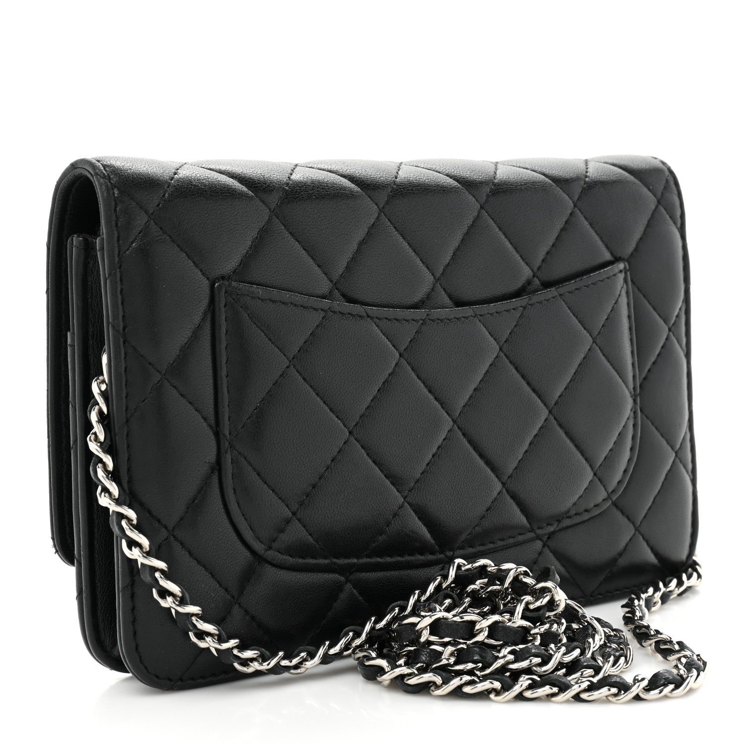 Chanel Lambskin Quilted Wallet On Chain WOC Black 3 of 16