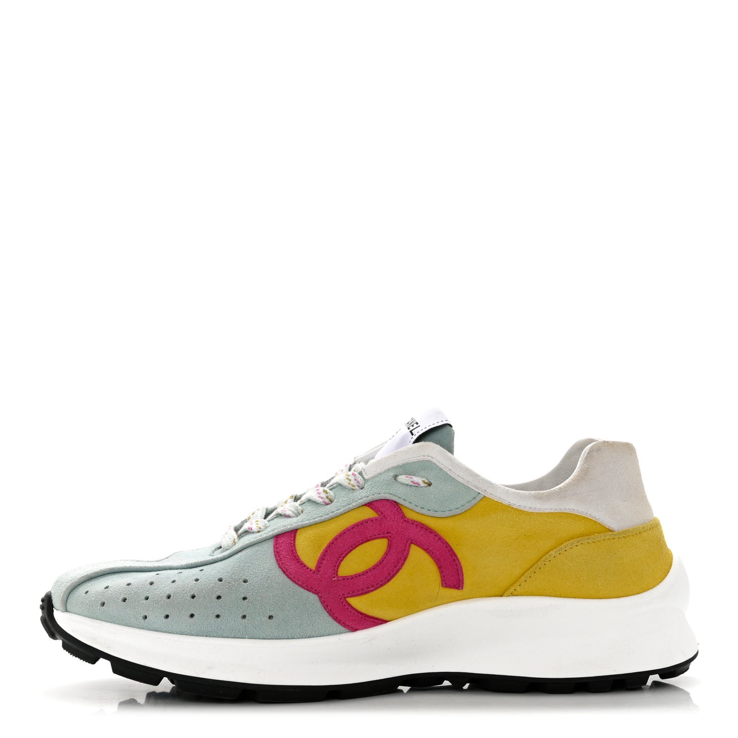 Fabric Suede Kidskin CC Sneakers 41 Light Turquoise Fuchsia Yellow