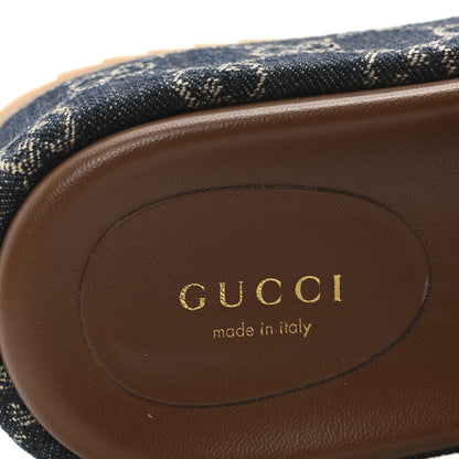 Gucci New Denim GG Monogram Angelina Platform 55mm Slide Sandals 36 Blue Tea 8 of 9