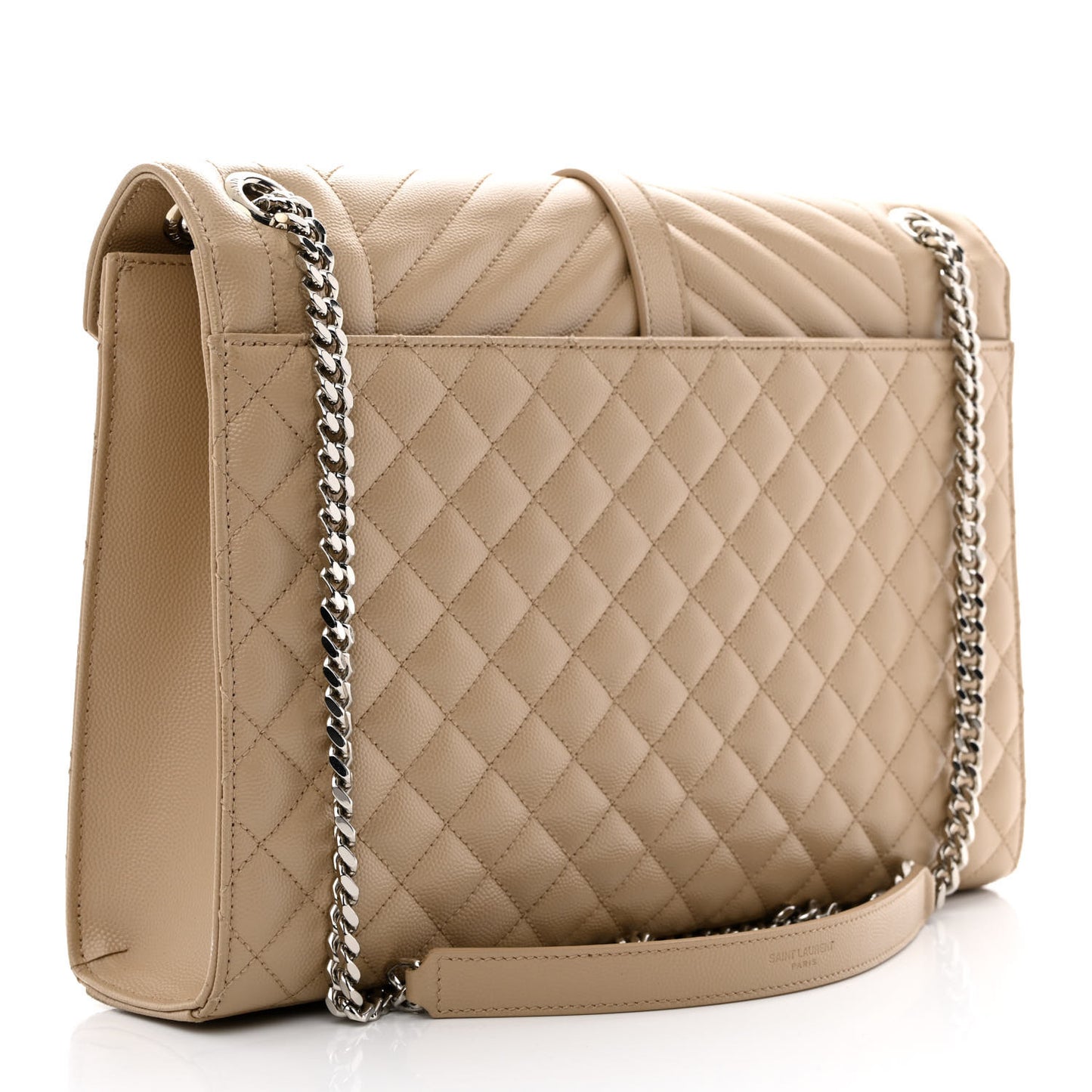 Grain De Poudre Mixed Matelasse Large Triquilt Monogram Satchel Dark Beige
