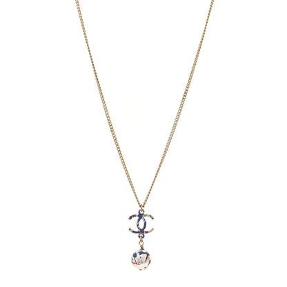 Chanel Pearl Bead CC Jackson Pollock Splattered Paint Drop Necklace Black Red Blue 1 of 6