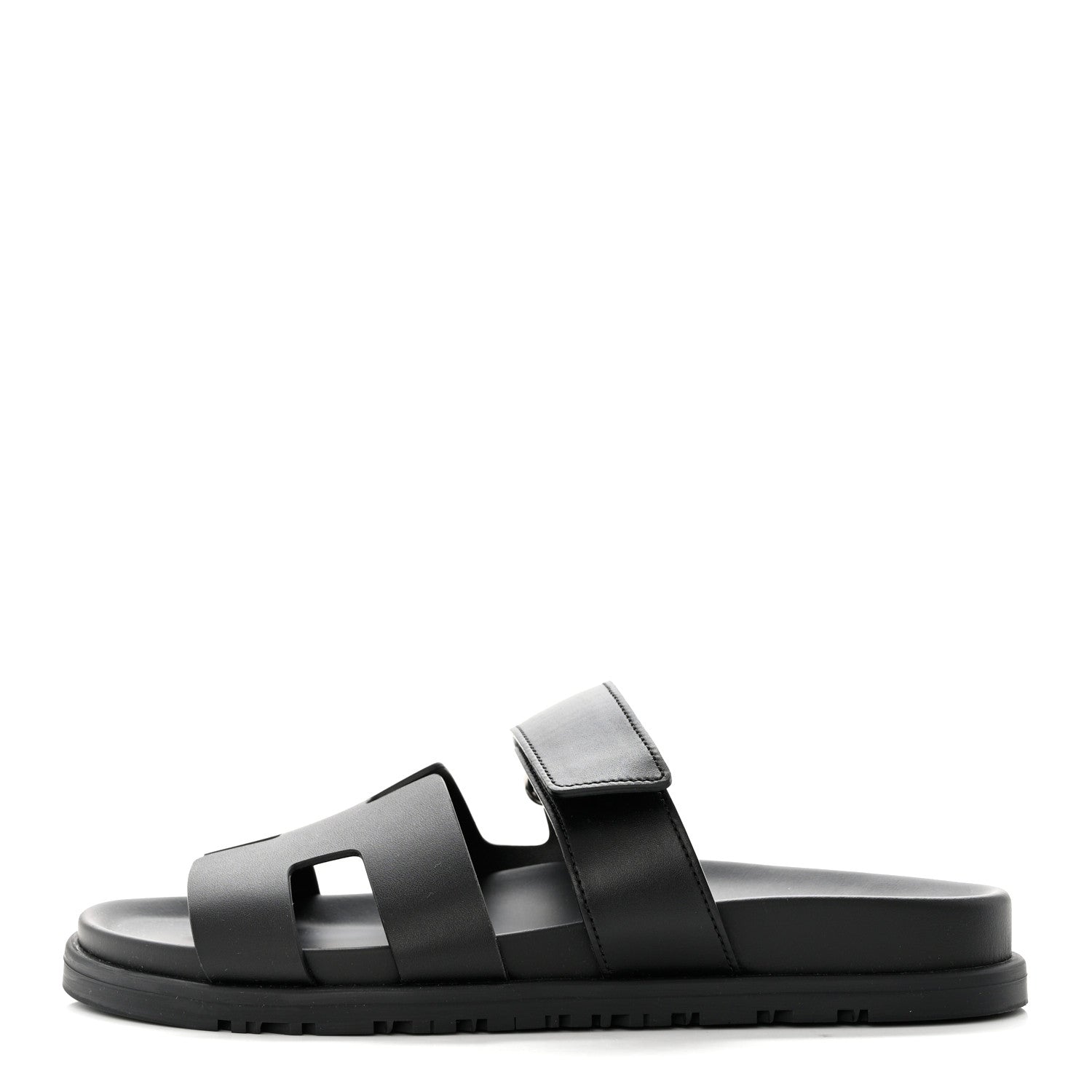 Hermes Calfskin Womens Chypre Sandals 37 Black 1 of 9