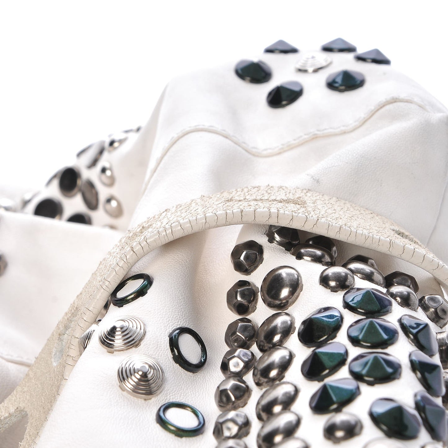 Calfskin Studded Lola Tote White
