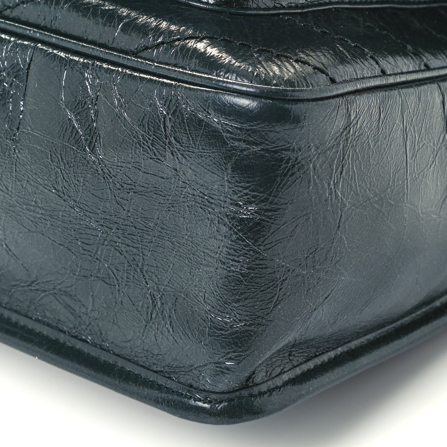 Saint Laurent Crinkled Calfskin Matelasse Monogram Baby Niki Chain Satchel Dark Green 11 of 11