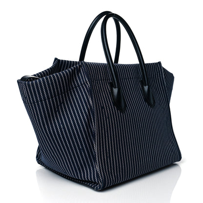 Celine Cotton Canvas Striped Medium Phantom Luggage Navy White 3 of 11