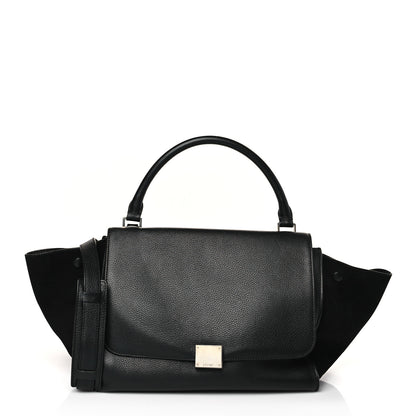 Celine Drummed Calfskin Suede Medium Trapeze Black 1 of 8