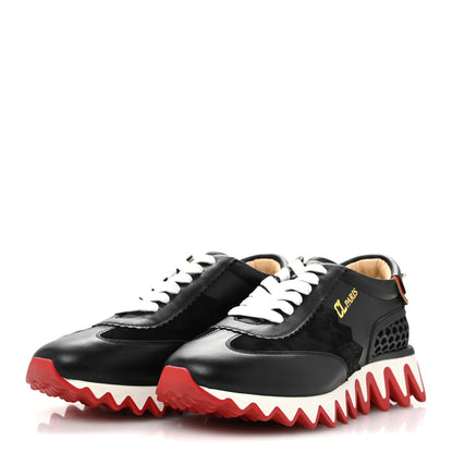 Christian Louboutin Calfskin Suede Patent Womens Loubishark Sneakers 39.5 Black Loubi 4 of 10