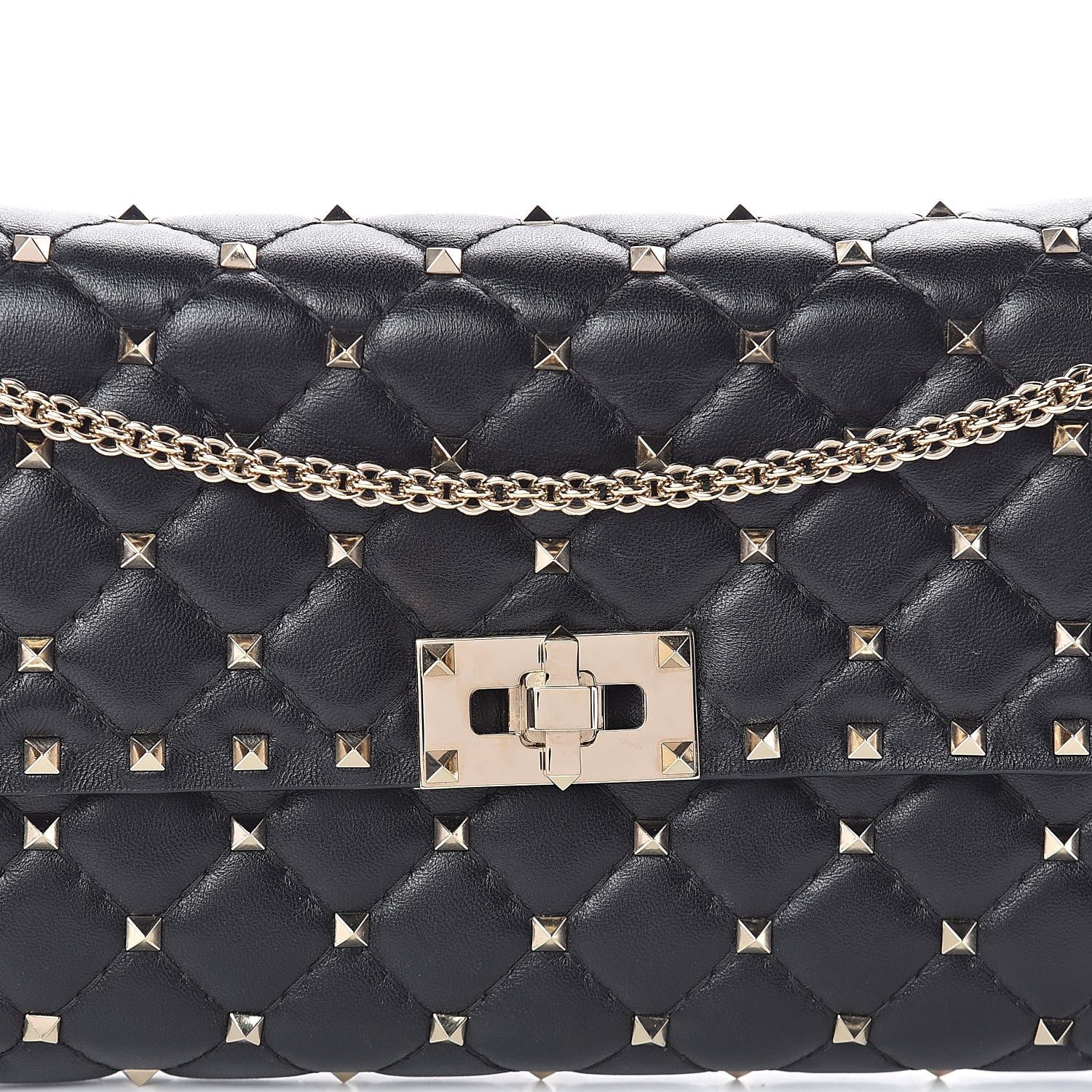 Valentino Garavani Lambskin Rockstud Spike Wallet on Chain Black 8 of 10
