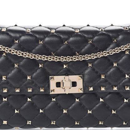 Valentino Garavani Lambskin Rockstud Spike Wallet on Chain Black 8 of 10