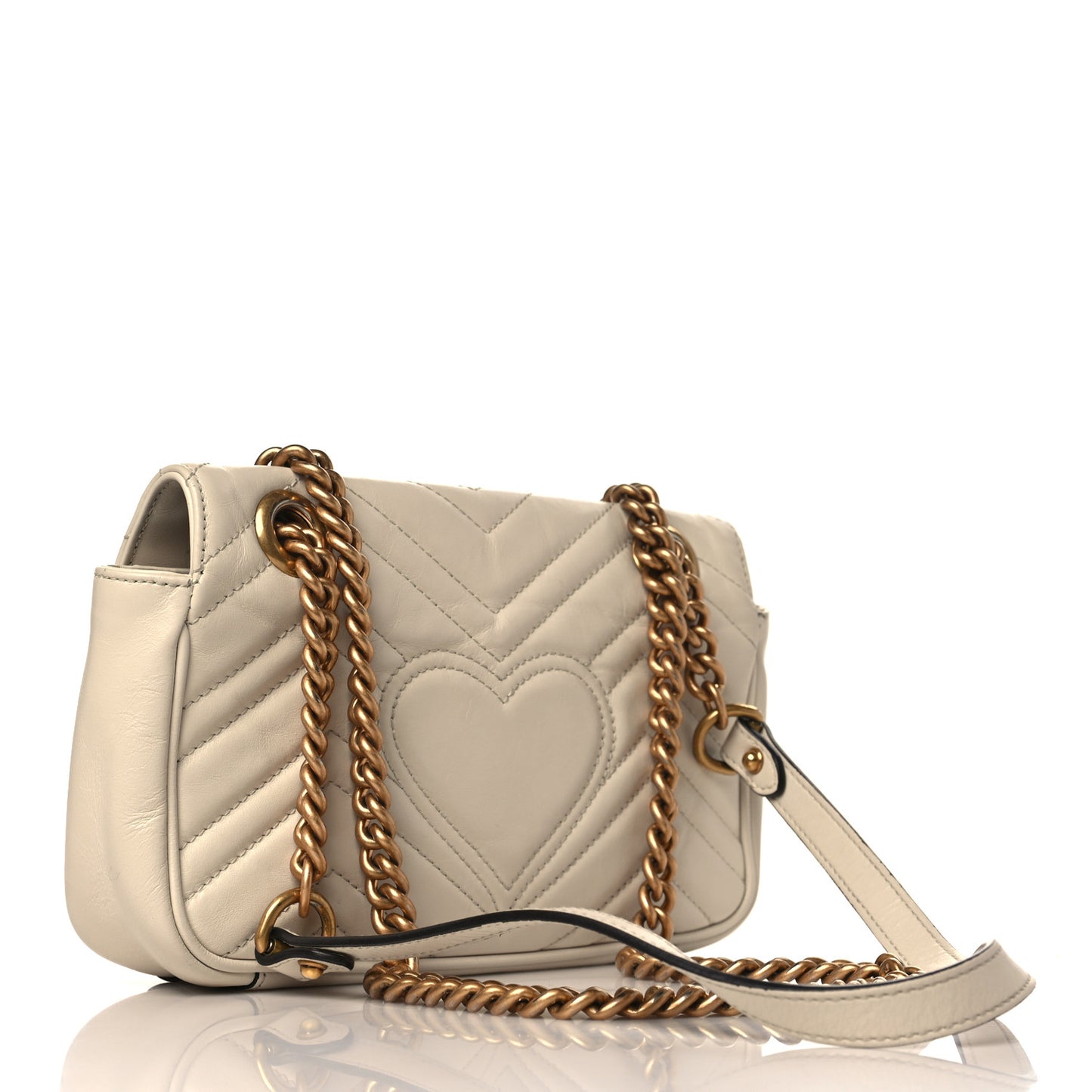 Calfskin Matelasse Mini GG Marmont Shoulder Bag White
