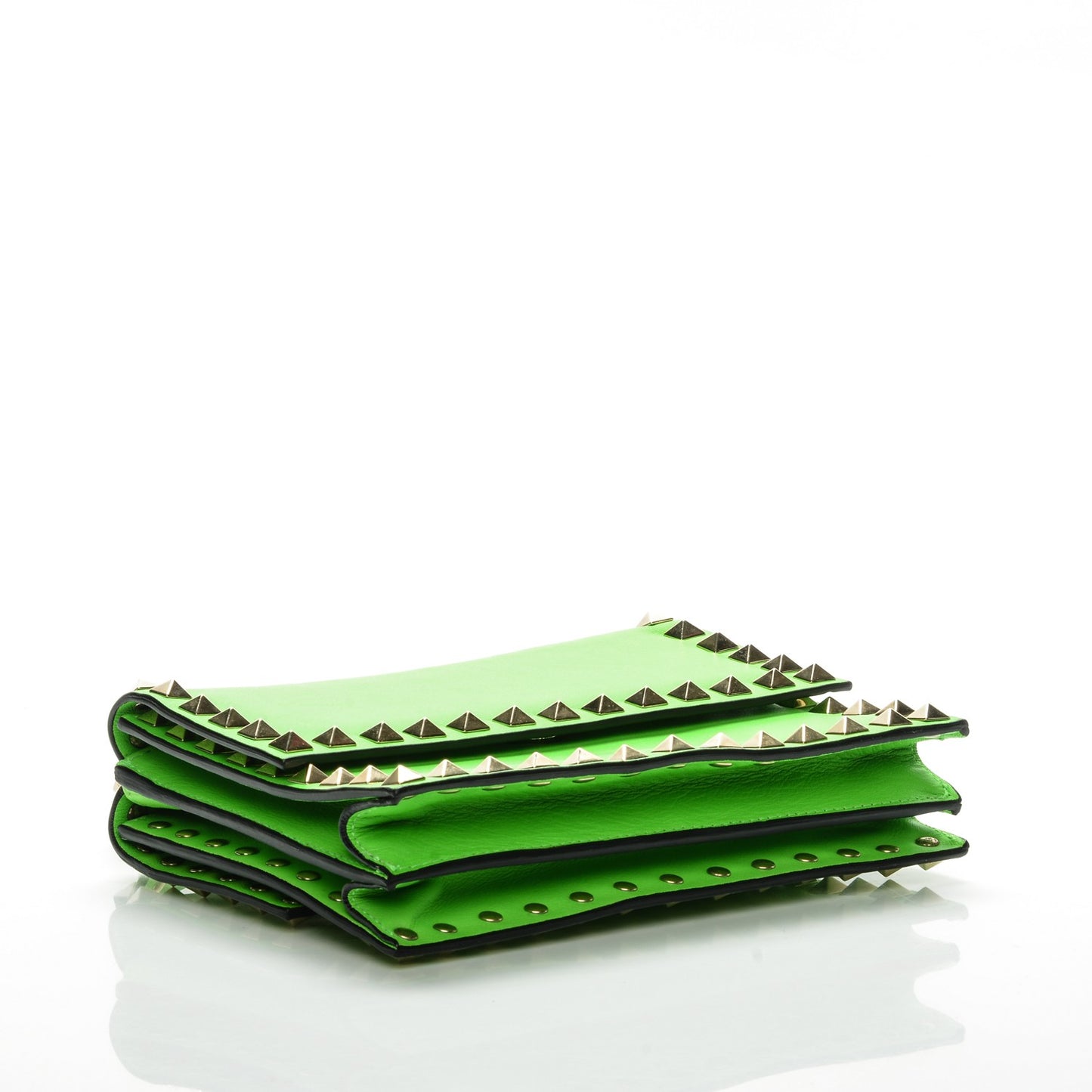 Vitello Rockstud Top Handle Crossbody Bag Green Fluo