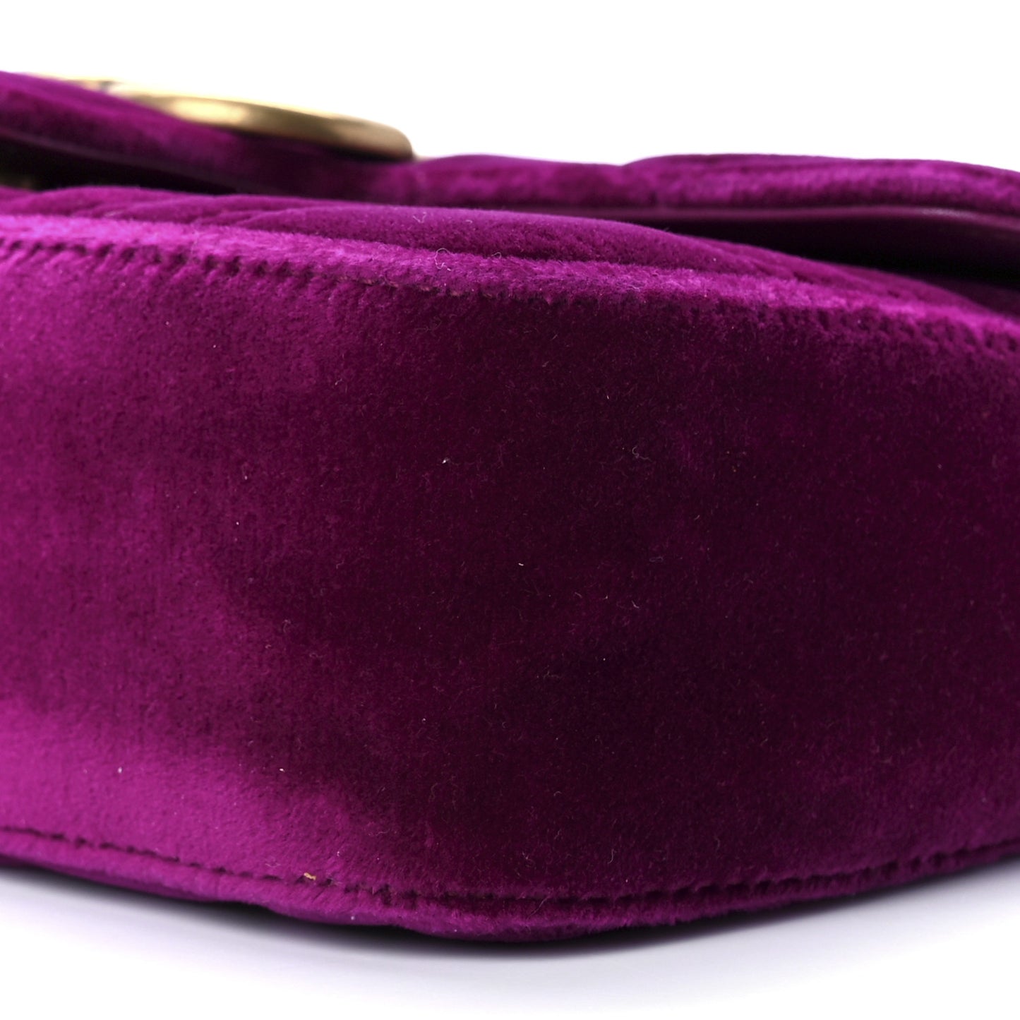 Velvet Matelasse Mini GG Marmont Shoulder Bag Fuchsia Violet Cyclamen