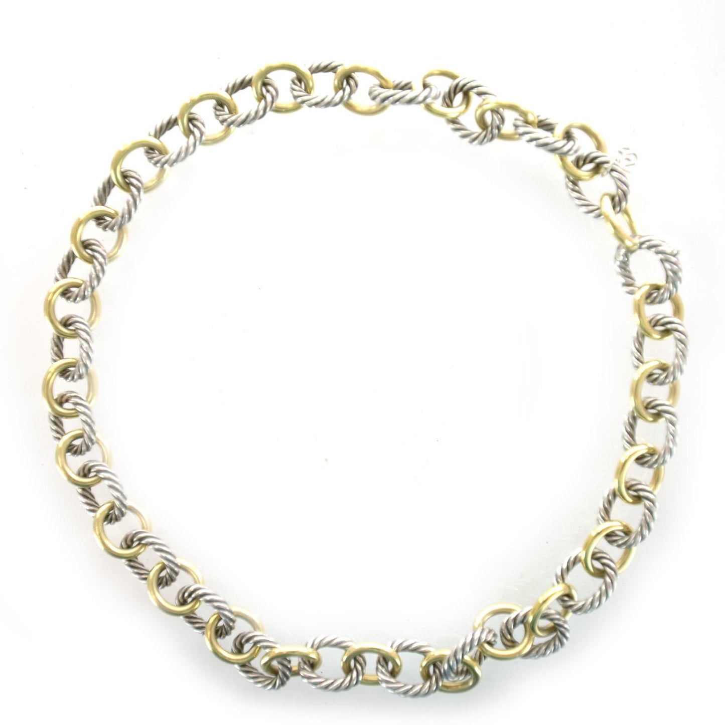Sterling Silver and 18k Large Oval Link Necklace