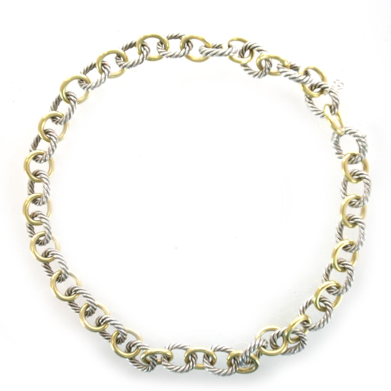 David Yurman Sterling Silver and 18k Large Oval Link Necklace 1 of 3