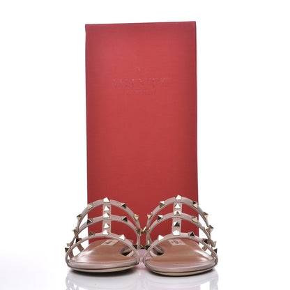 Valentino Garavani Nappa Rockstud Caged Flat Slide Sandals 39.5 Poudre 9 of 9