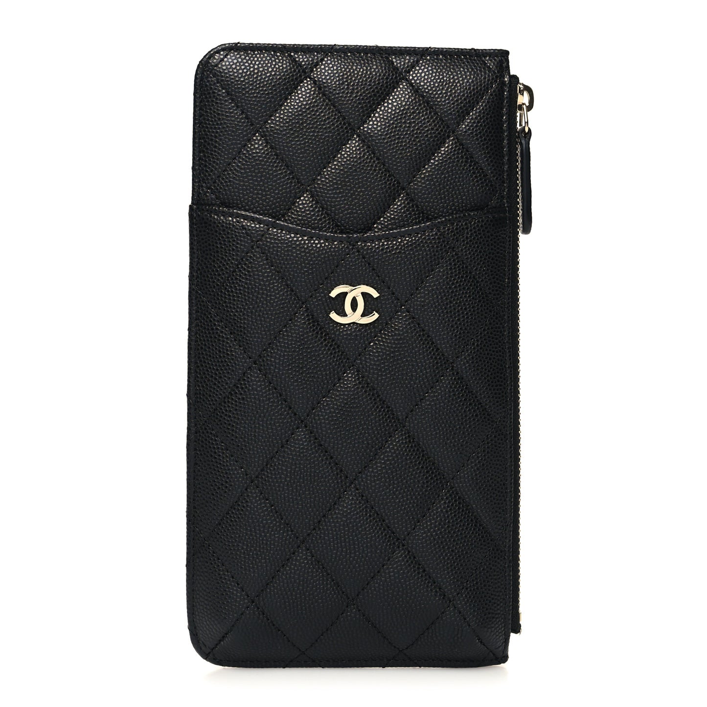 Caviar Quilted Classic Flat Wallet Pouch Black
