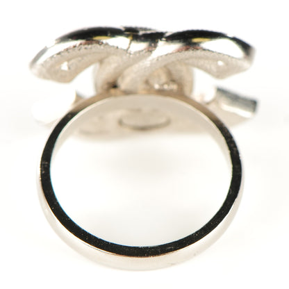 Chanel Crystal Double CC Ring 6.25 Silver 3 of 4