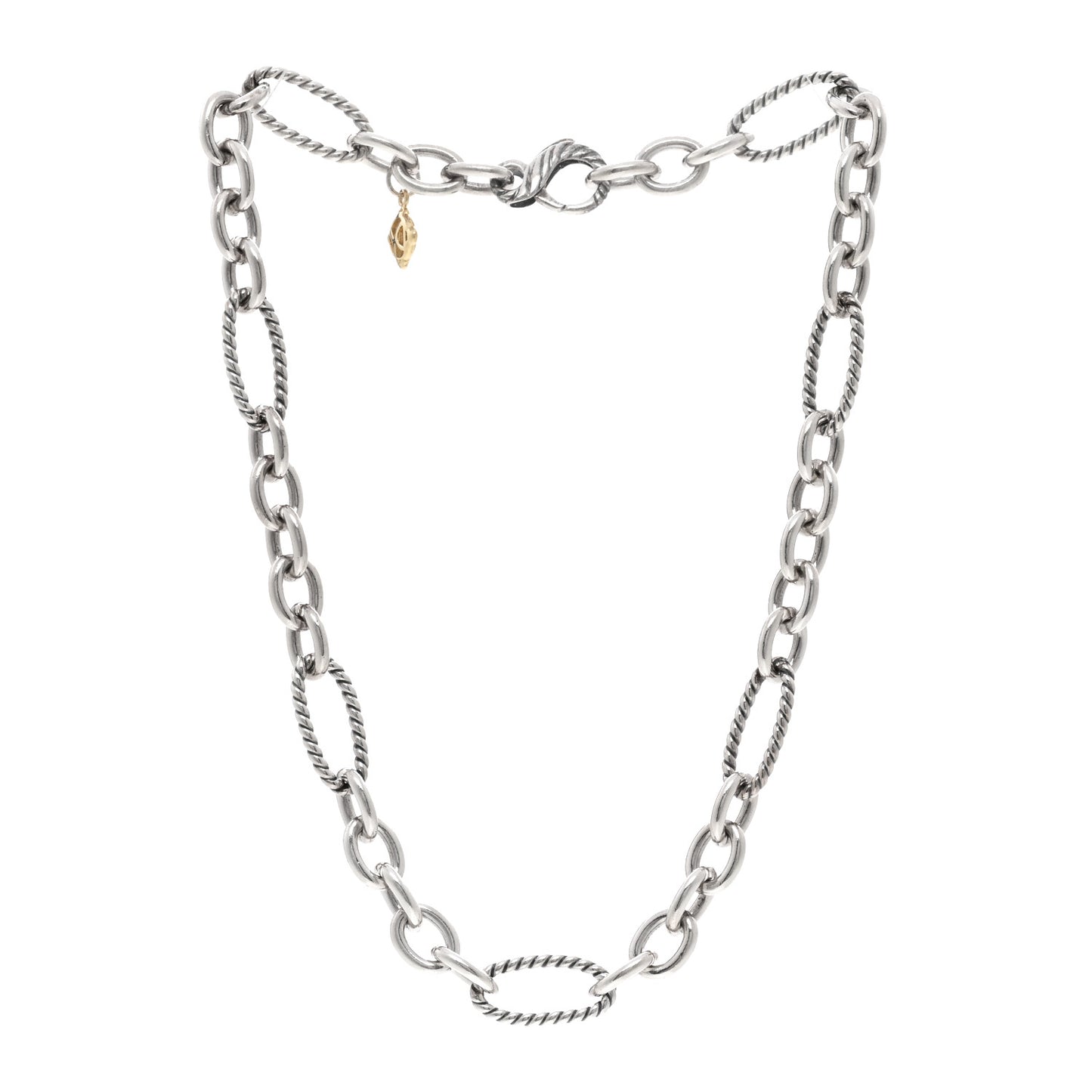 DAVID YURMAN Sterling Silver 18K Yellow Gold Link Figaro Link Toggle Necklace