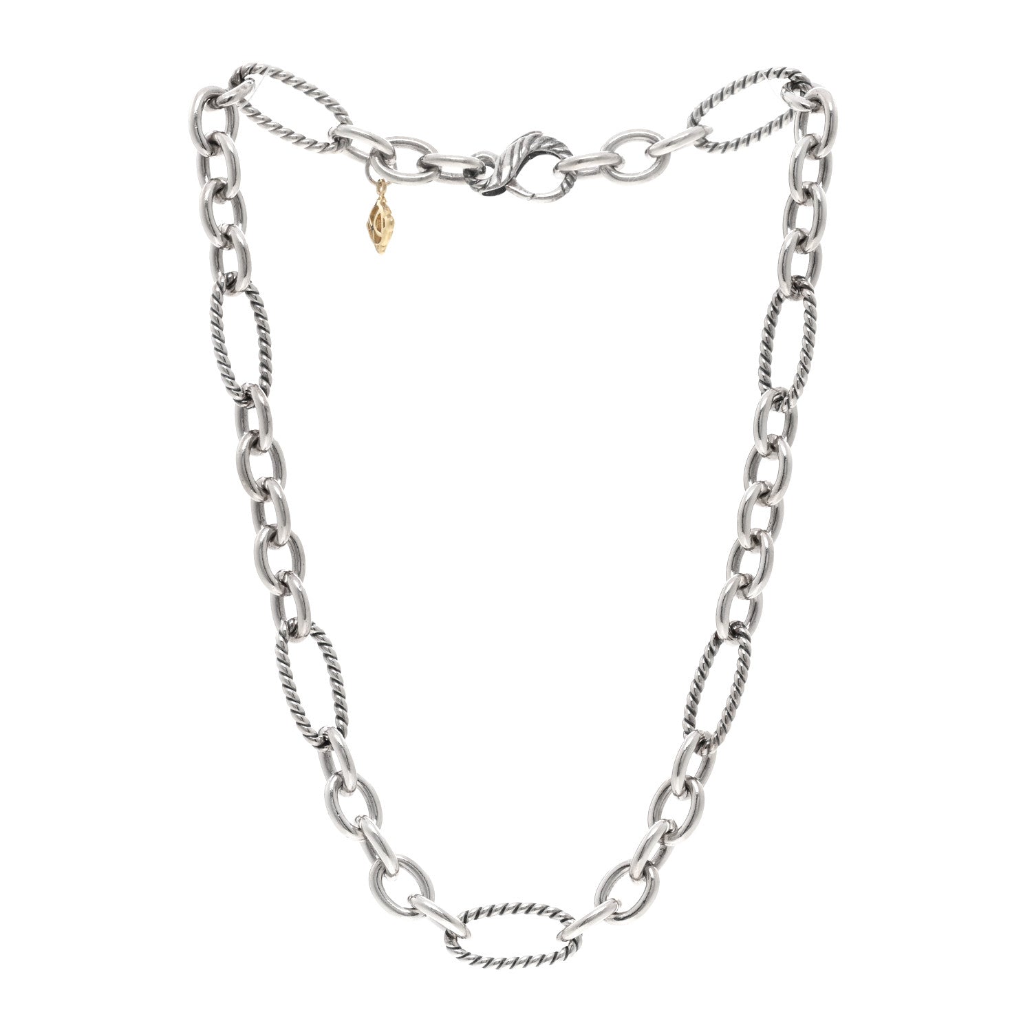 David Yurman DAVID YURMAN Sterling Silver 18K Yellow Gold Link Figaro Link Toggle Necklace 3 of 4