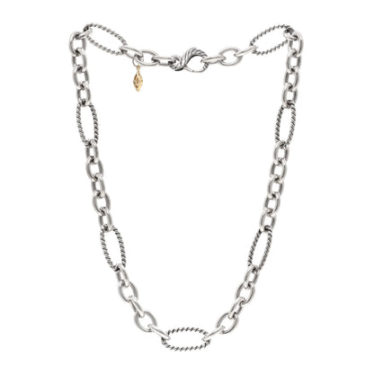 David Yurman DAVID YURMAN Sterling Silver 18K Yellow Gold Link Figaro Link Toggle Necklace 3 of 4