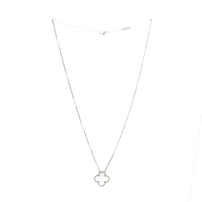 Van Cleef & Arpels 18K White Gold Mother of Pearl Vintage Alhambra Pendant Necklace 4 of 7