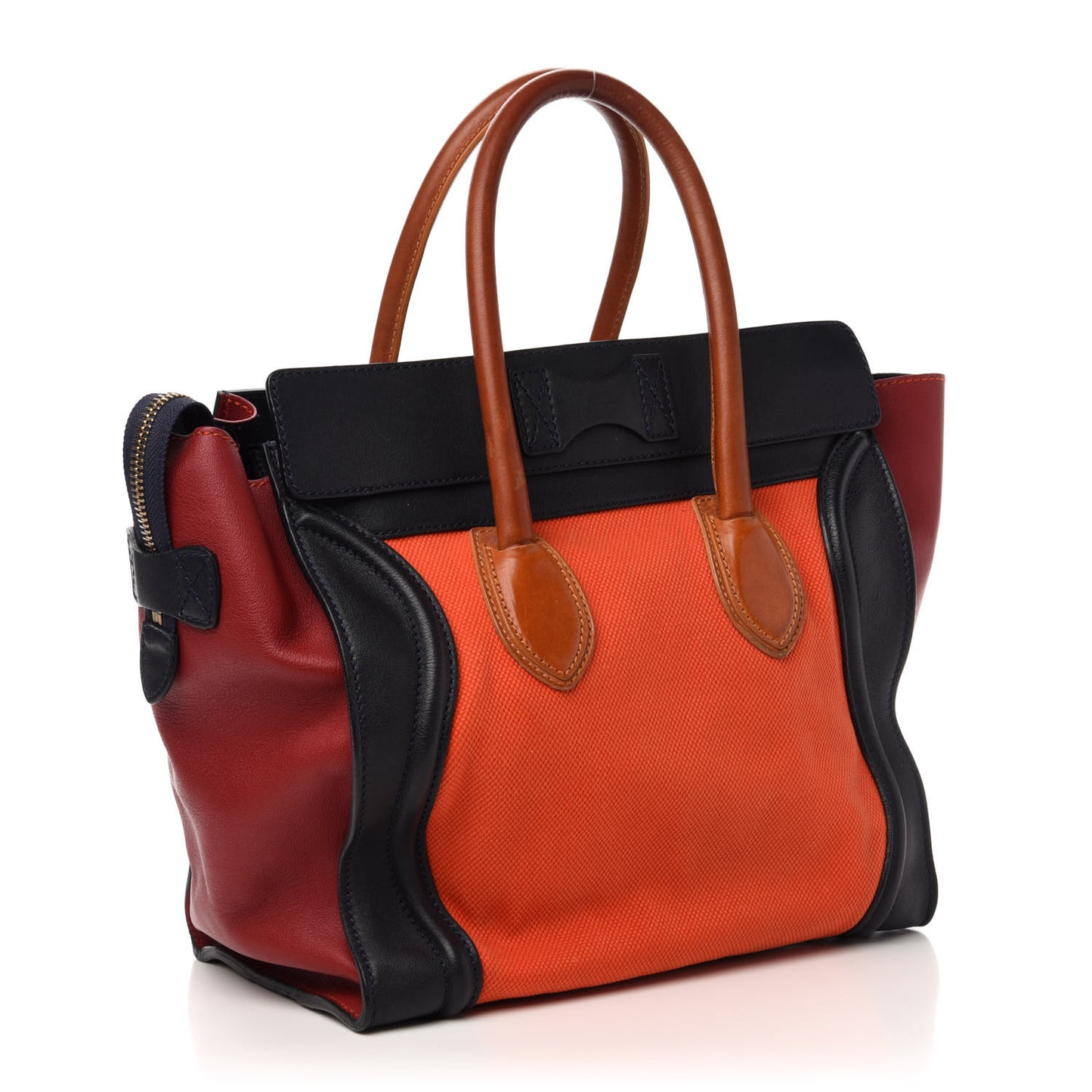 Calfskin Linen Mini Tri-Color Luggage Poppy