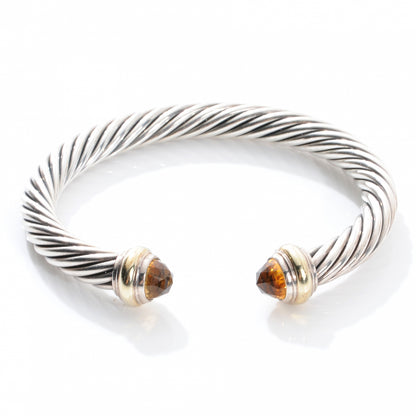 David Yurman Sterling Silver and 14k Citrine 7mm Cable Cuff 1 of 5