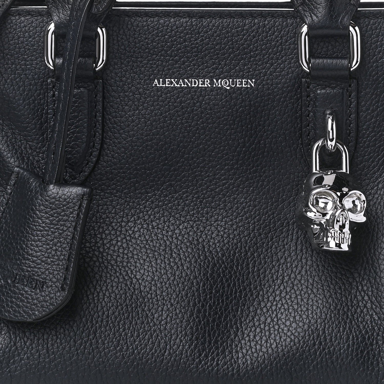 Alexander McQueen Pebbled Calfskin Mini Padlock Navy 8 of 11