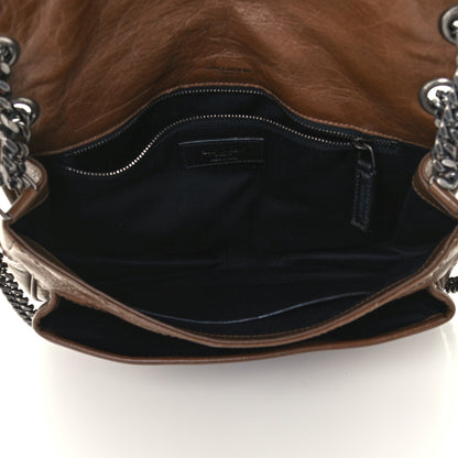 Saint Laurent Crinkled Calfskin Matelasse Monogram Medium Niki Chain Satchel Tan Brown 5 of 10
